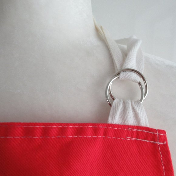 EAT AT YOUR OWN RISK Bib Apron Size S/M Made in the USA RED by Now Designs - Picture 3 of 11